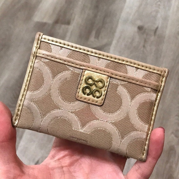 Coach Gold Logo Card Holder Wallet - Picture 1 of 6